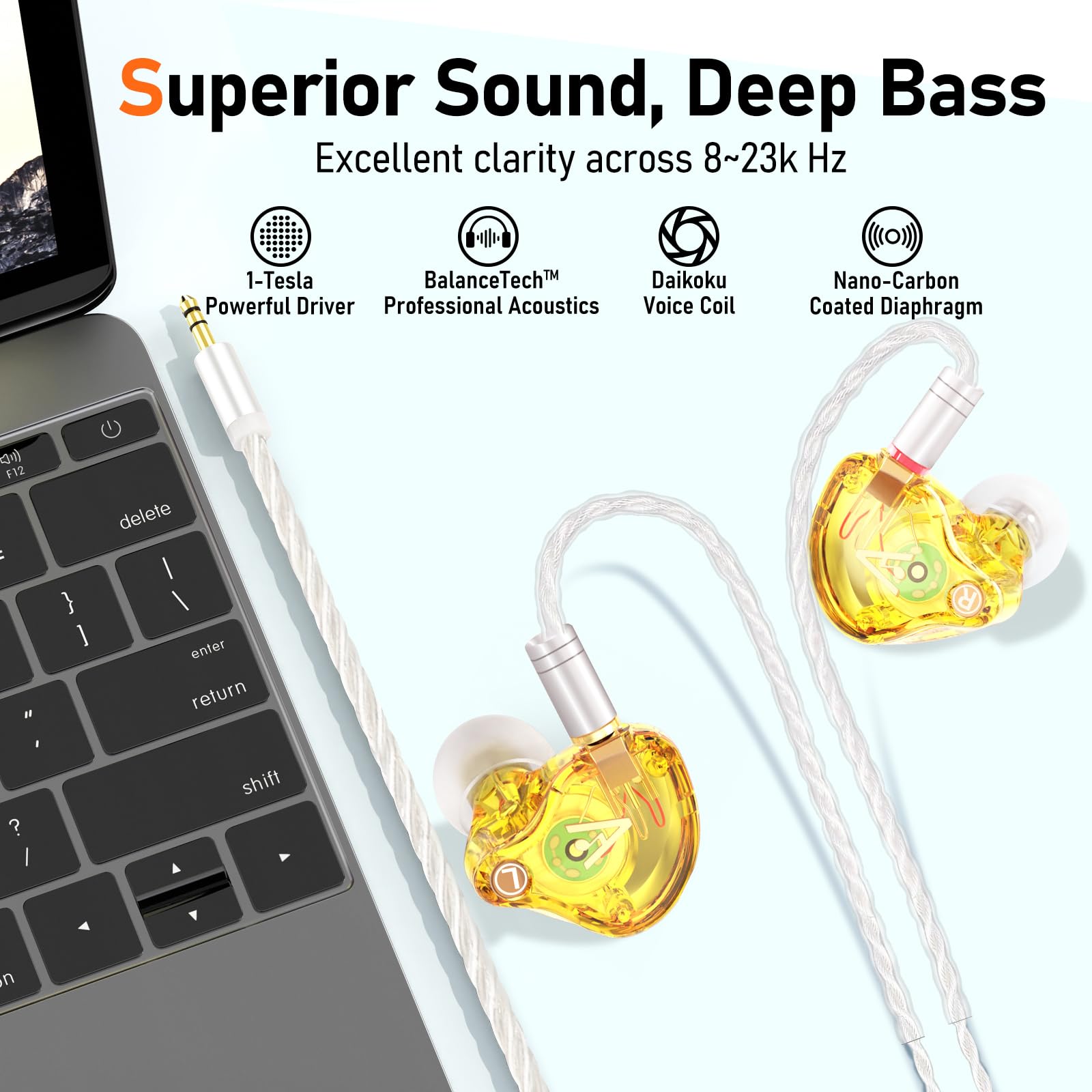 Vibes 202MC USB-C Wired Earbuds - USBC HiFi in Ear Headphones for iPhone 17/16/15 - Noise Isolating Ear Buds w/ Mic - Clear Sound, Deep Bass & Comfort-Fit Earphones - Silver Plated Cord, Carrying Case