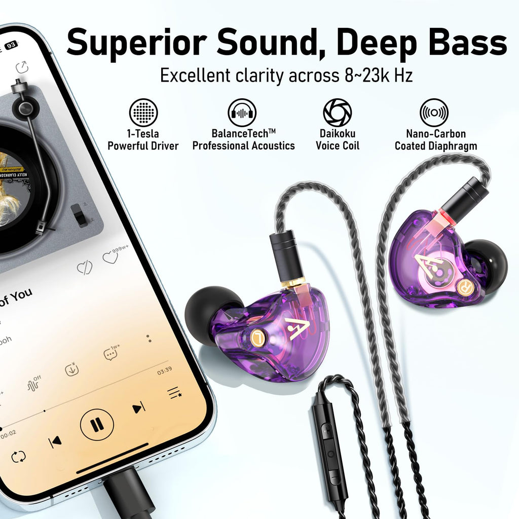 Vibes 202MC USB-C Wired Earbuds - USBC HiFi in Ear Headphones for iPhone 17/16/15 - Noise Isolating Ear Buds w/ Mic - Clear Sound, Deep Bass & Comfort-Fit Earphones - Silver Plated Cord, Carrying Case