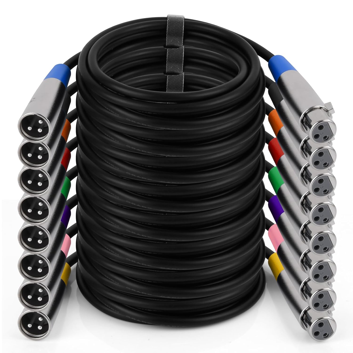 XLR Cables, XLR Microphone Cable 6 ft 8 Pack, Balanced 3-pin Speaker Cable Male to Female Mic Cord for Studio, Live Recording, DMX Lighting