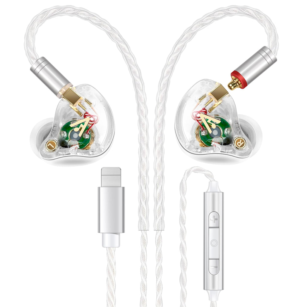 Vibes 202MC USB-C Wired Earbuds - USBC HiFi in Ear Headphones for iPhone 17/16/15 - Noise Isolating Ear Buds w/ Mic - Clear Sound, Deep Bass & Comfort-Fit Earphones - Silver Plated Cord, Carrying Case
