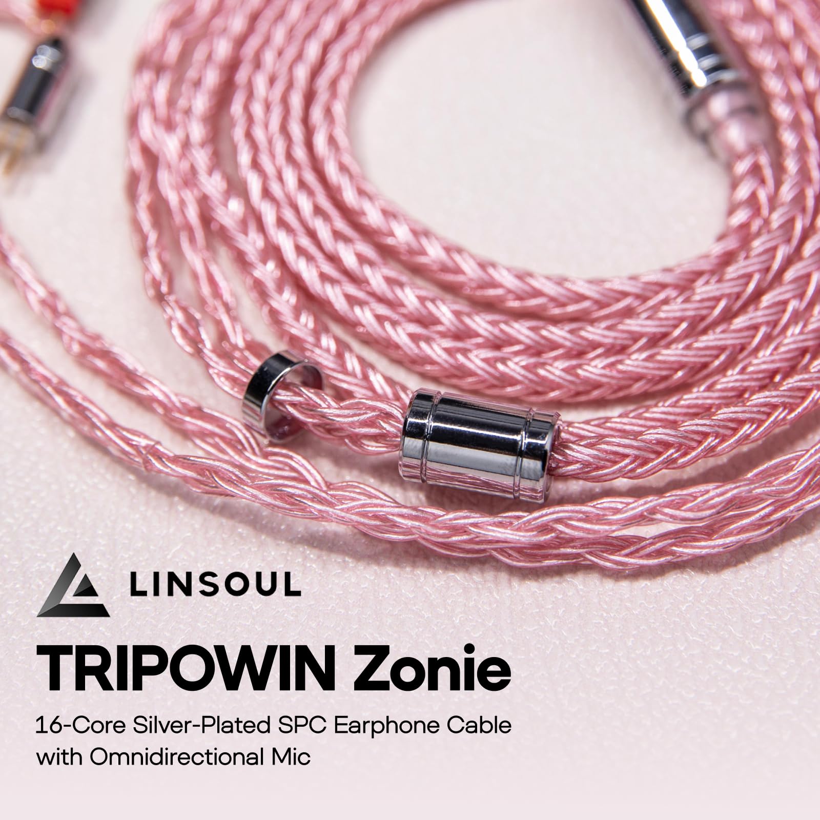 Linsoul Tripowin Zonie IEM Cable, 16 Core Silver Plated Earphone Upgraded Cords, 1.25m SPC in Ear Monitor Cable for 7hz Zero:2 Orchestra Lite Cadenza Hype4 Supermix4(2pin 0.78mm, 3.5mm)(Violet)