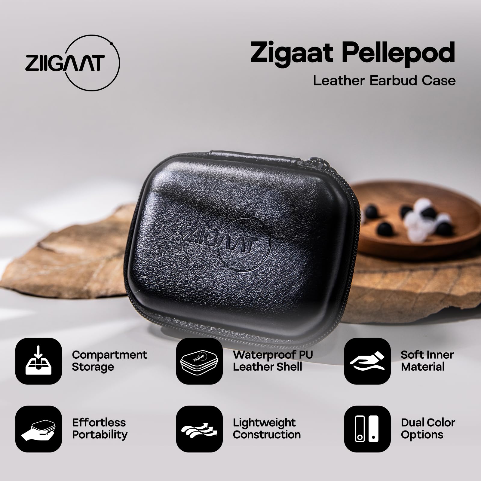 Linsoul ZiiGaat PELLEPOD Leather Earbud Case, Waterproof IEM Storage Box, Hard Carrying Bag, Protective Storage Box, Fit for Earphone ZS10 Pro, Zero: 2, EM6L, EW300, SuperMix 4, Orchestra Lite (Brown)