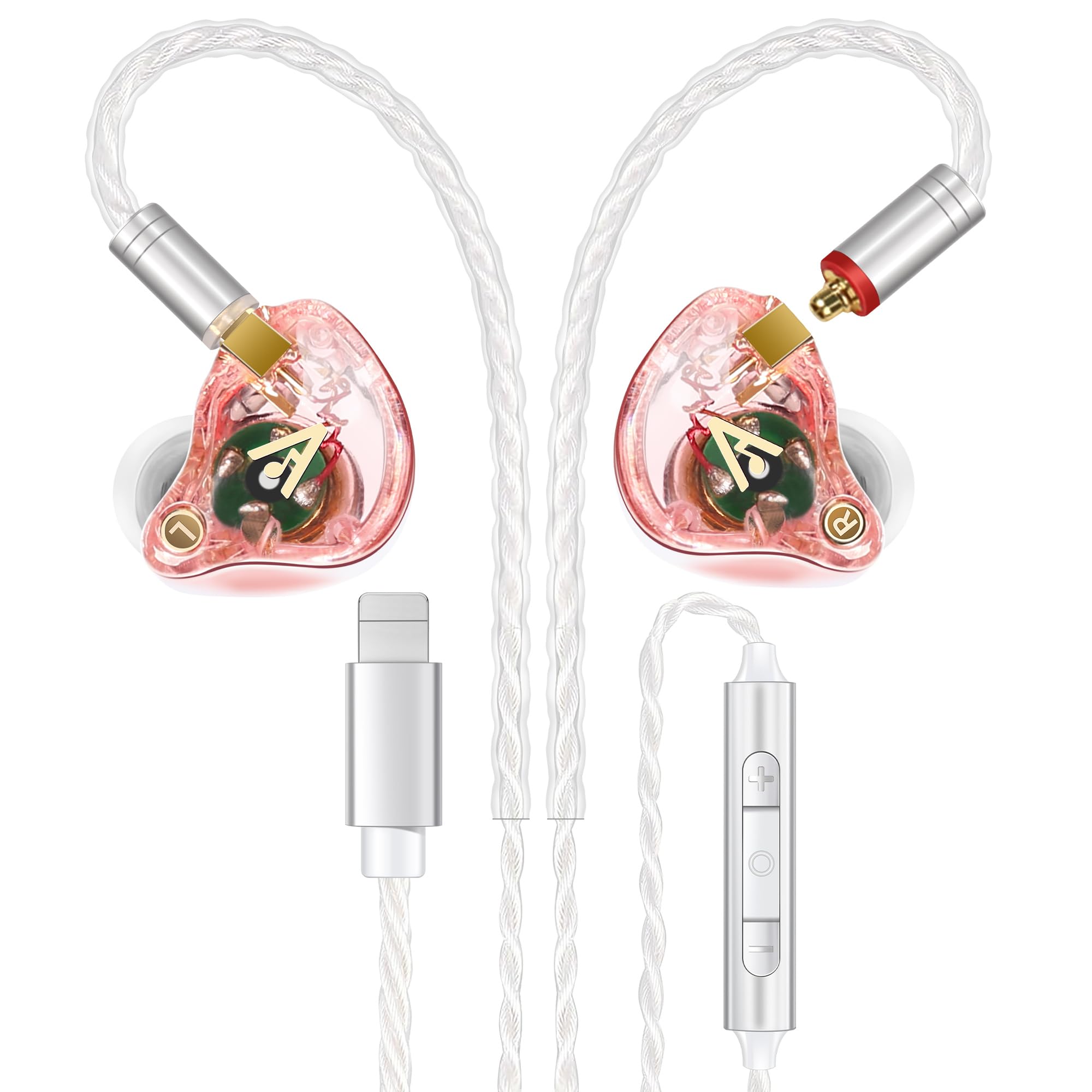 Vibes 202MC USB-C Wired Earbuds - USBC HiFi in Ear Headphones for iPhone 17/16/15 - Noise Isolating Ear Buds w/ Mic - Clear Sound, Deep Bass & Comfort-Fit Earphones - Silver Plated Cord, Carrying Case