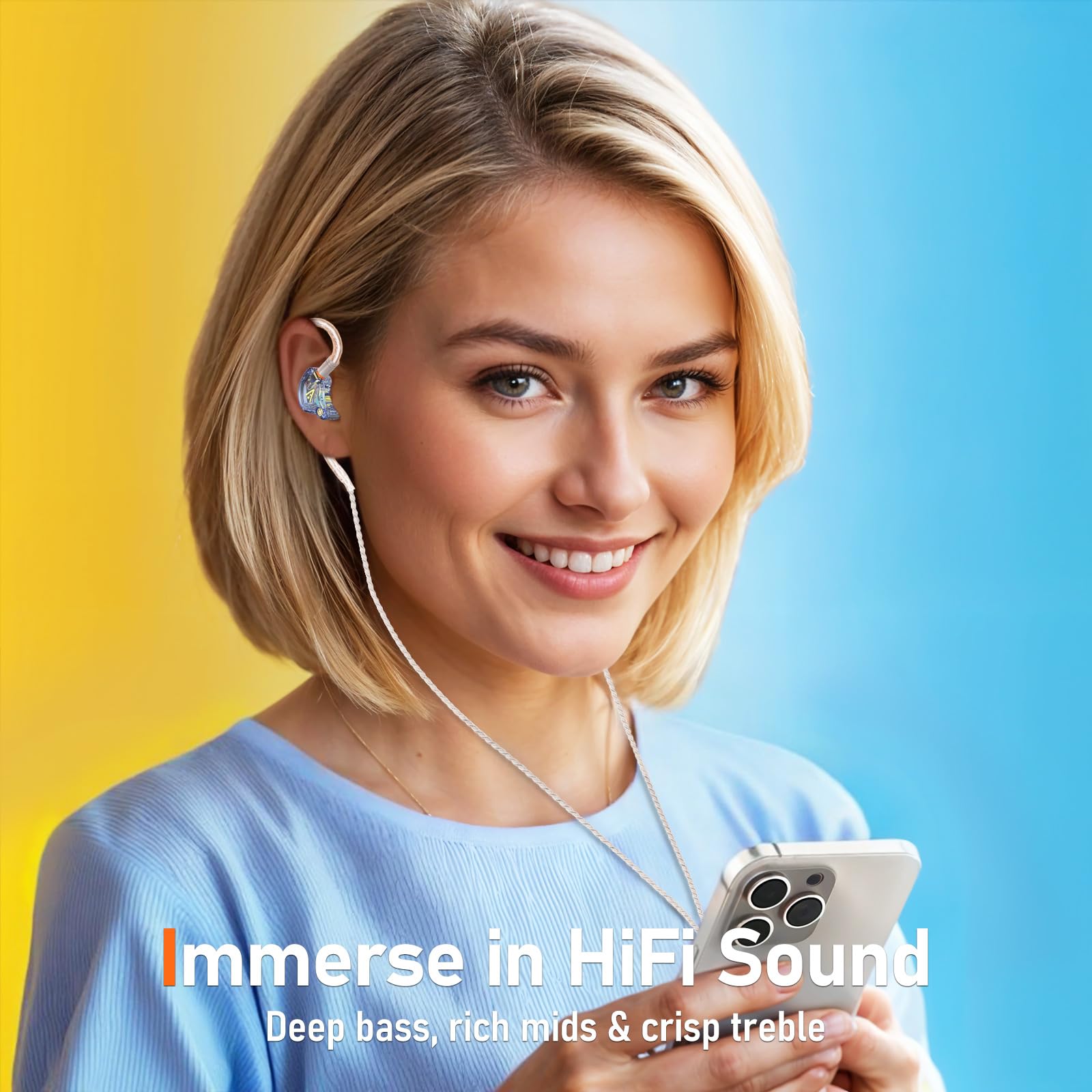 Vibes 202MC USB-C Wired Earbuds - USBC HiFi in Ear Headphones for iPhone 17/16/15 - Noise Isolating Ear Buds w/ Mic - Clear Sound, Deep Bass & Comfort-Fit Earphones - Silver Plated Cord, Carrying Case
