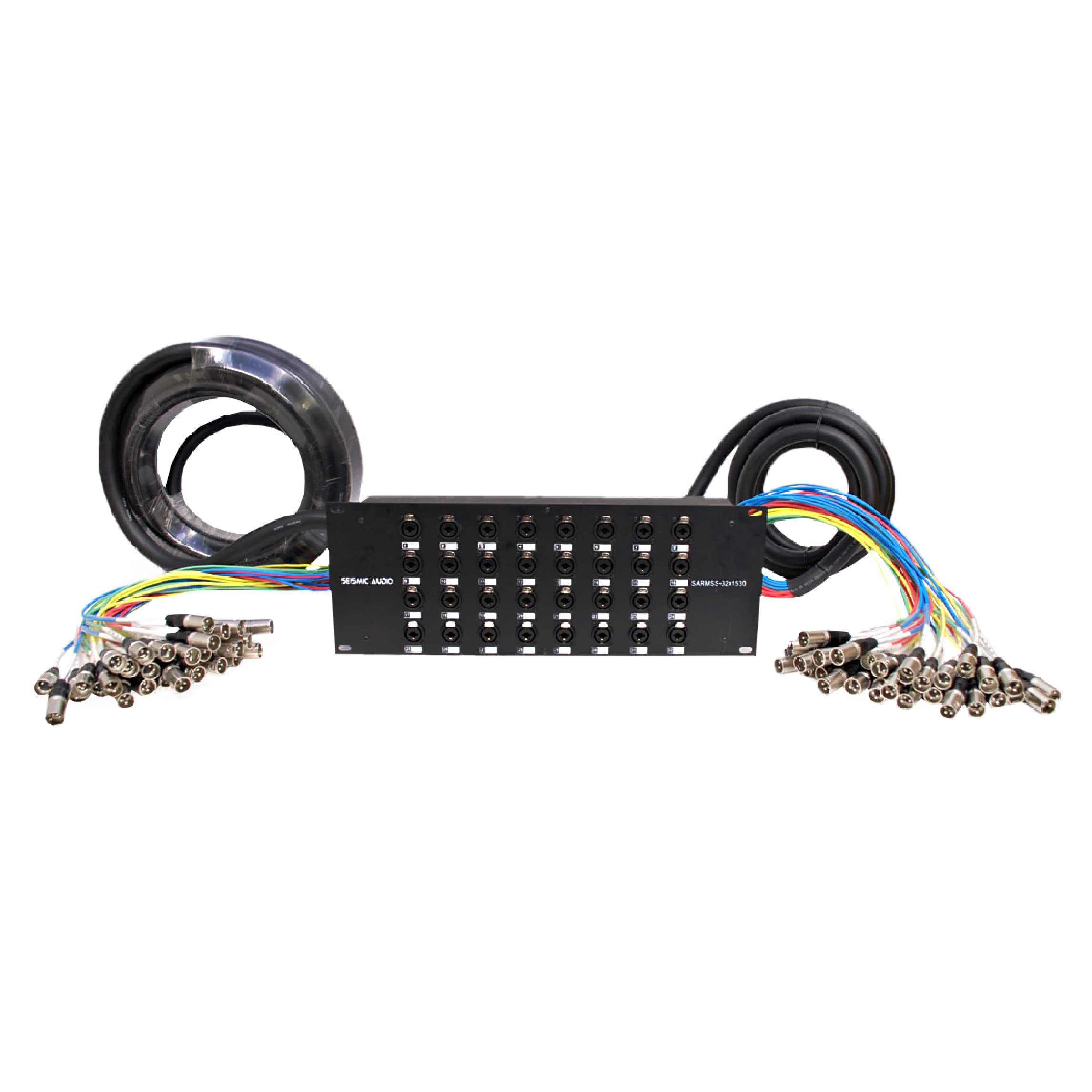 Seismic Audio SARMSS-16x515 Rack Mount 16 Channel XLR TRS Combo Splitter Snake Cable - 5' & 15' XLR trunks