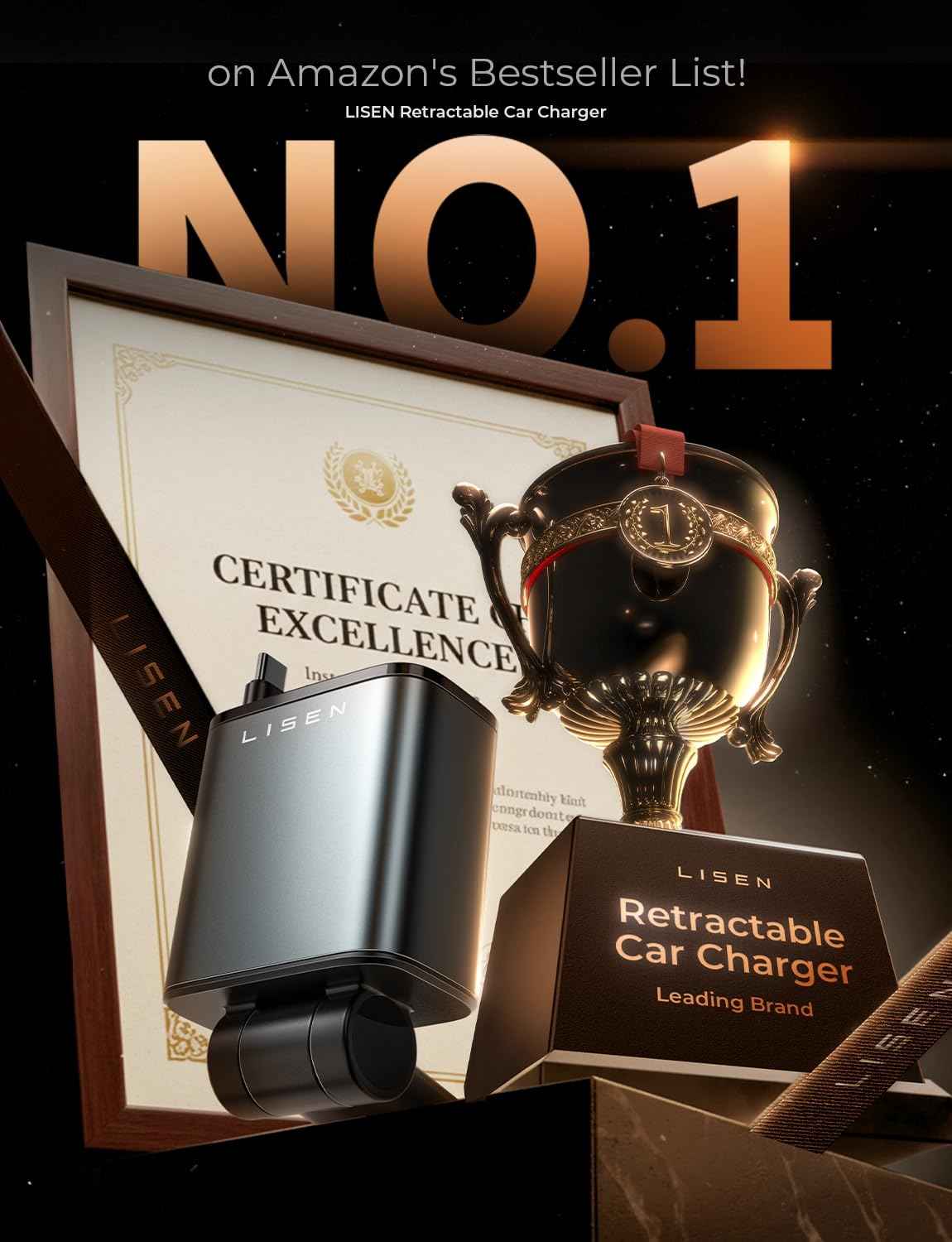 LISEN Retractable Car Charger, Gifts for Mothers Day 2026, 84W Car Charger USB C Fast Charge, Gifts for Mom Dad Him Her, Travel Essentials Car Accessories for Men Women Gifts for iPhone 17 16 15 14 13