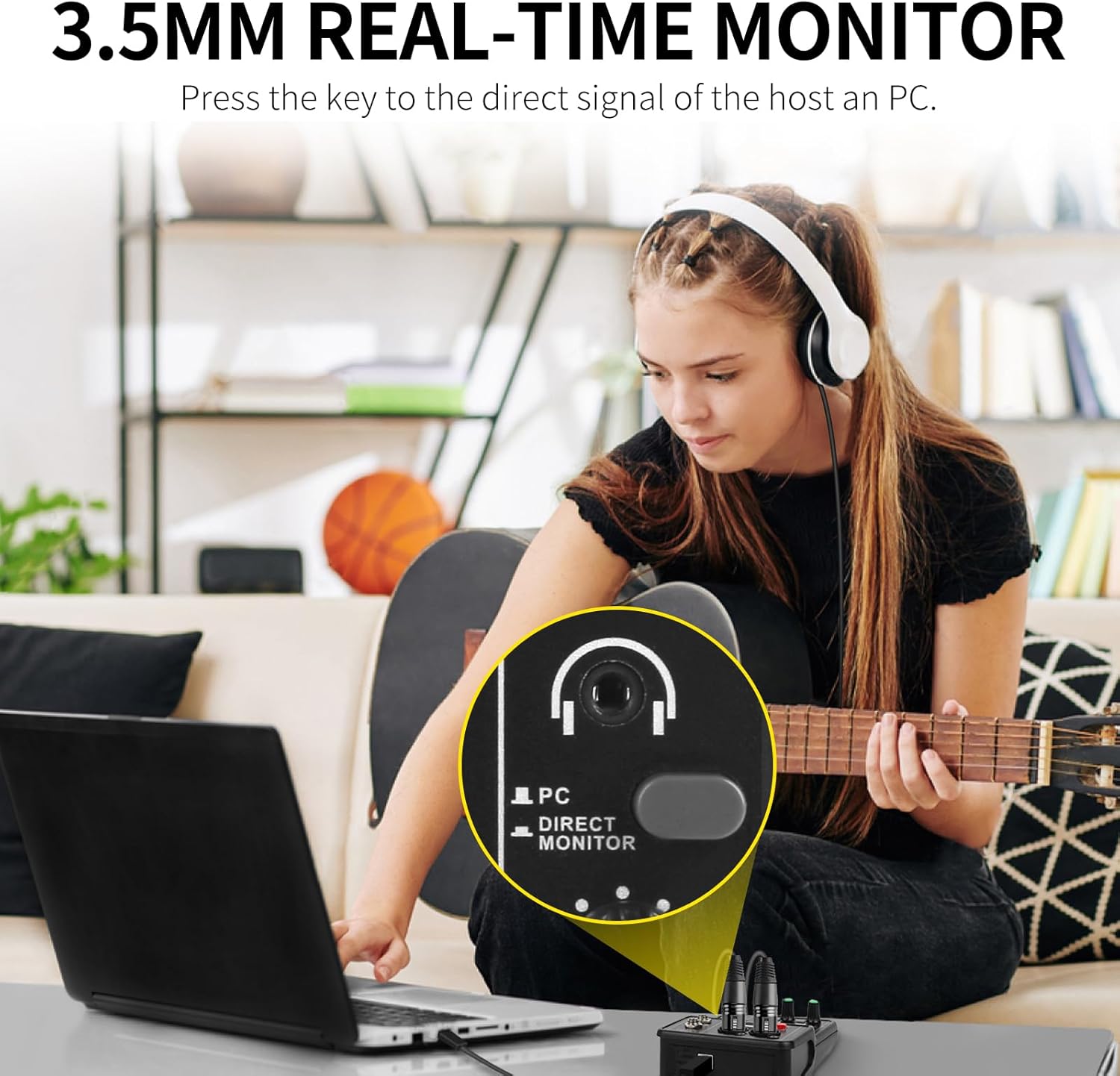 XTUGA USB Audio Interface for PC,Interface for Recording Music Computer Recording Audio Interface XLR with 3.55m Microphone Jack, USB Sound Card for Recording Studio, Ultra-low Latency Plug&Play, Q-12