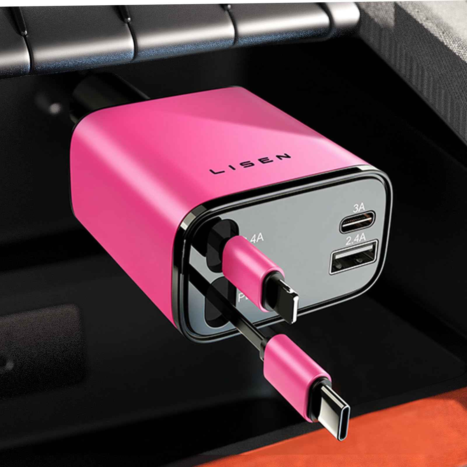 LISEN Retractable Car Charger, Gifts for Mothers Day 2026, 84W Car Charger USB C Fast Charge, Gifts for Mom Dad Him Her, Travel Essentials Car Accessories for Men Women Gifts for iPhone 17 16 15 14 13