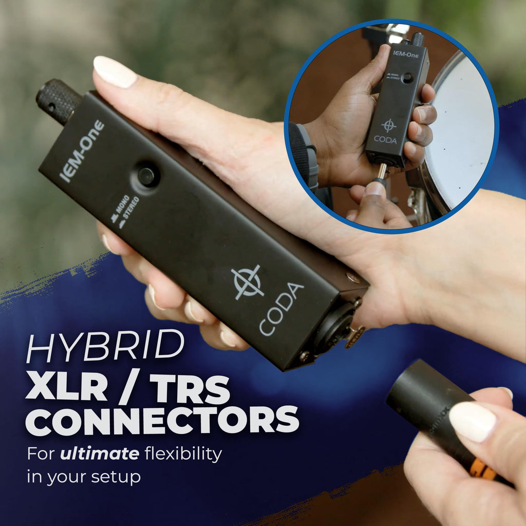Coda Ultra-Compact Personal in Ear Monitor Amplifier - Double Channel Headphone Amplifier System with XLR & TRS Input - Portable IEM Amp with Mono & Stereo Mix Panning - Sturdy Housing with Belt Clip