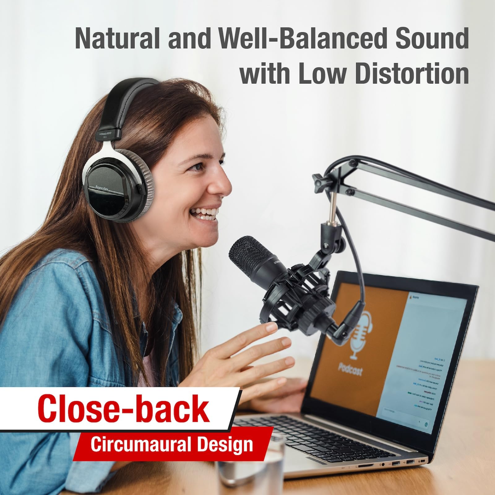 Superlux HD 660PRO, 32 ohms, Studio Recording Headphones Wired, Professional Closed-Back Headphone with 40mm Neodymium Drivers and Solid Bass, 3.5/6.3mm Jack Adapter for Tablets, Laptops, Computer