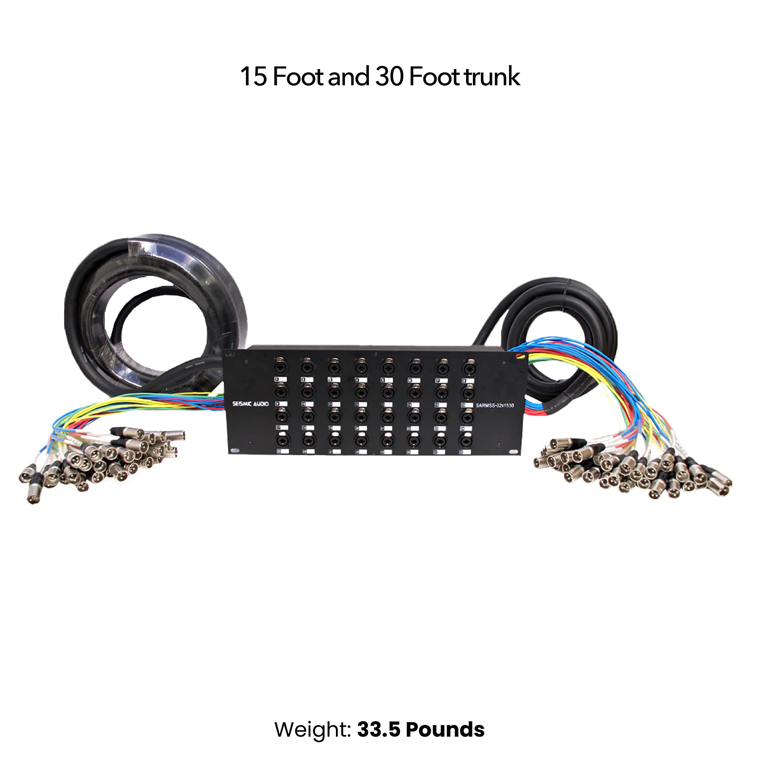 Seismic Audio SARMSS-16x515 Rack Mount 16 Channel XLR TRS Combo Splitter Snake Cable - 5' & 15' XLR trunks