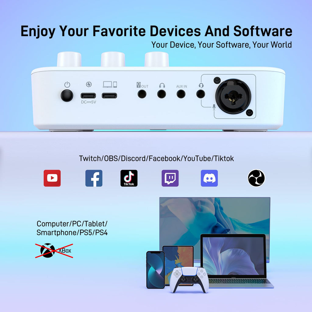MAONO Gaming Audio Mixer, Audio Interface with Pro-preamp, RGB, Bluetooth, 48V Phantom Power for Live Streaming, Podcasting, Content Create, Gaming MaonoCaster G1 NEO (Not for USB Mic)