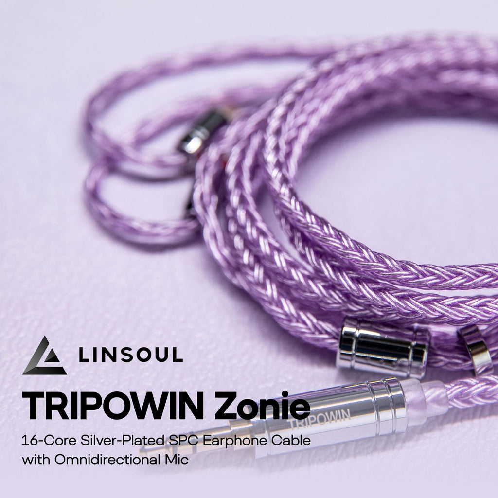 Linsoul Tripowin Zonie IEM Cable, 16 Core Silver Plated Earphone Upgraded Cords, 1.25m SPC in Ear Monitor Cable for 7hz Zero:2 Orchestra Lite Cadenza Hype4 Supermix4(2pin 0.78mm, 4.4mm)(Grey)