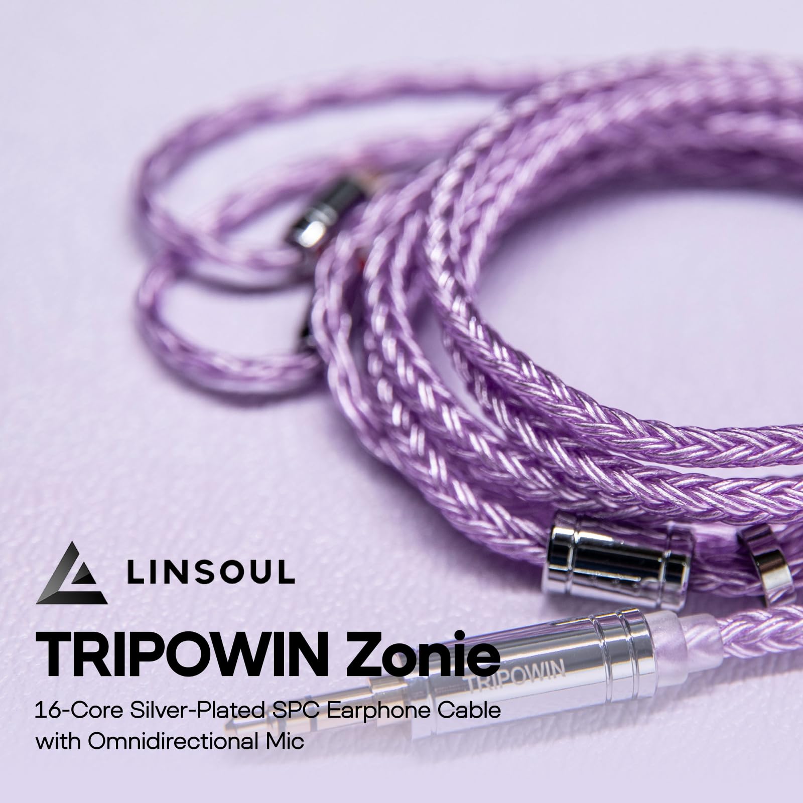 Linsoul Tripowin Zonie IEM Cable, 16 Core Silver Plated Earphone Upgraded Cords, 1.25m SPC in Ear Monitor Cable for 7hz Zero:2 Orchestra Lite Cadenza Hype4 Supermix4(2pin 0.78mm, 4.4mm)(Grey)