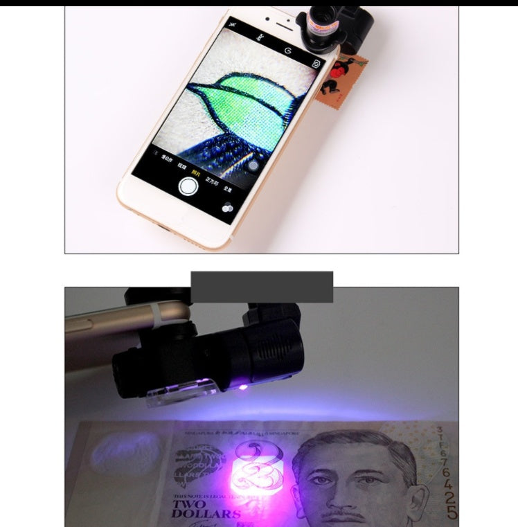 Mobile Phone Clip-on Magnifying Glass With Light And Portable