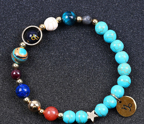 Twelve Constellation Constellation Blue San Bracelet 8mm Turquoise Beaded