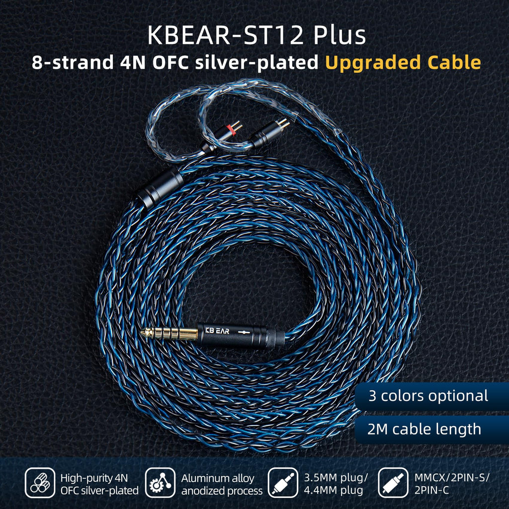 KBEAR ST16 Plus Long IEMs Earphone Cable with QDC-Type Pin for KZ ZSN/ZSN PRO /EDX PRO/ZS10 PRO/ZSN PRO X/ZS12 PRO X/ZSX/ZAS/ZVX/AS16/ZAR/DQS/ASX/D-Fi/Castor/PR2/PR3/ZEX CCA CRA/C12/C10PRO (QDC 3.5MM)