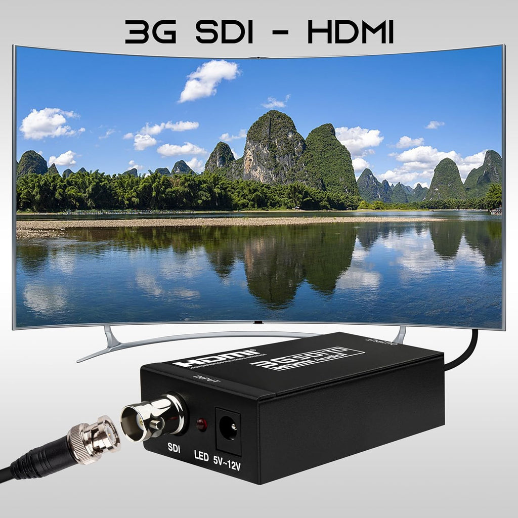 Boobrie SDI to HDMI Converter, Full HD 1080P Video Audio Adapter Supports SD/HD/3G-SDI to HDMI Conversion for Camera Monitor Projector Display