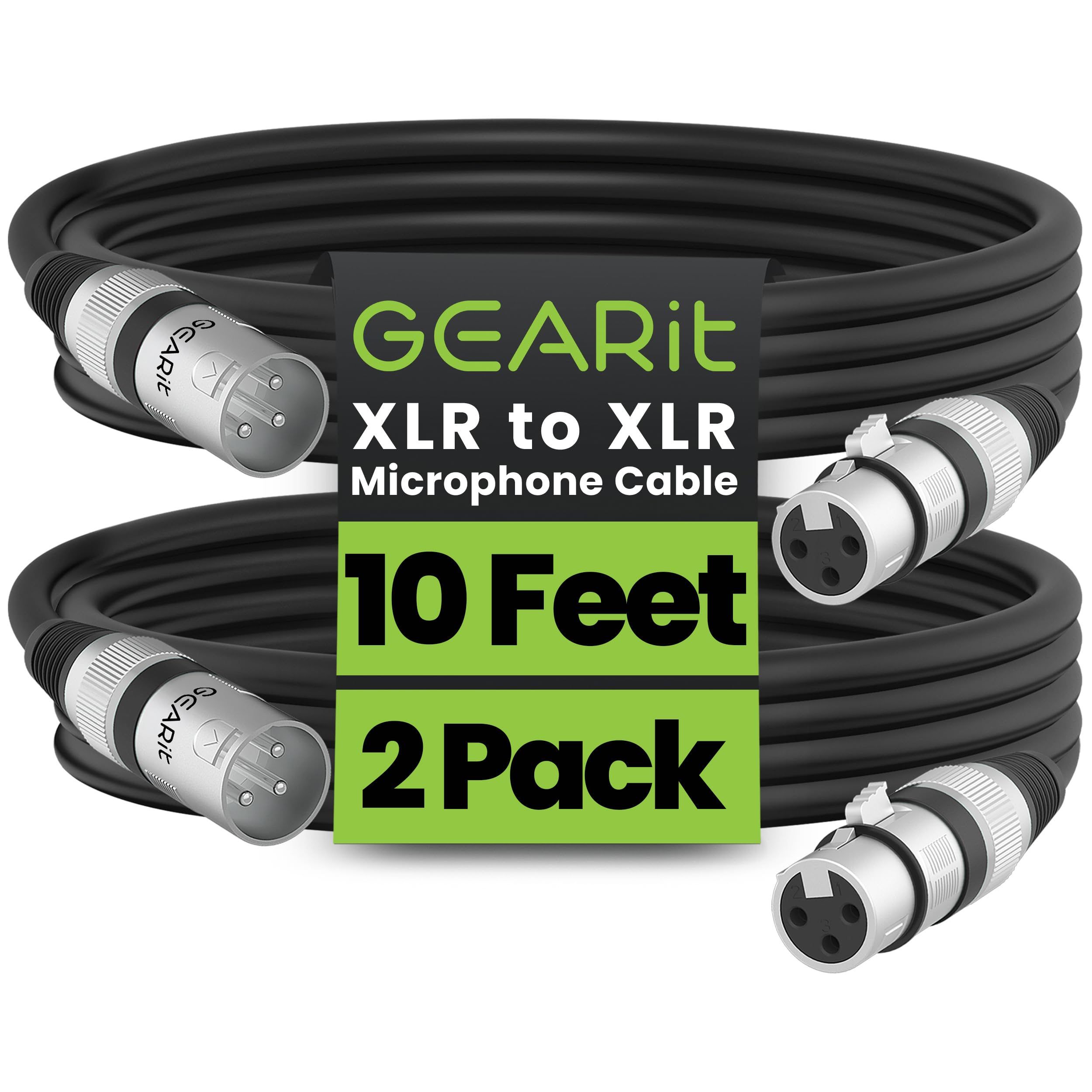 GEARit XLR Cables 20 ft 6 Pack, XLR Male to Female Microphone Cable, Balanced Shielded Mic Cable with Copper Conductors for Recording Studio, Podcast Setup, Stage Audio, Live Sound