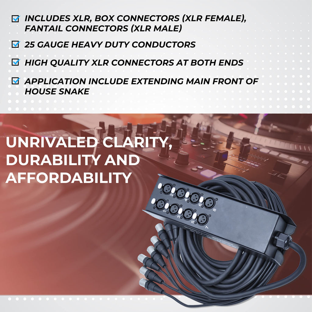 Seismic Audio Speakers 12 Channel Low Profile XLR Send Circuit Board Snake Cable, XLR Splitter Cable, 100 Feet