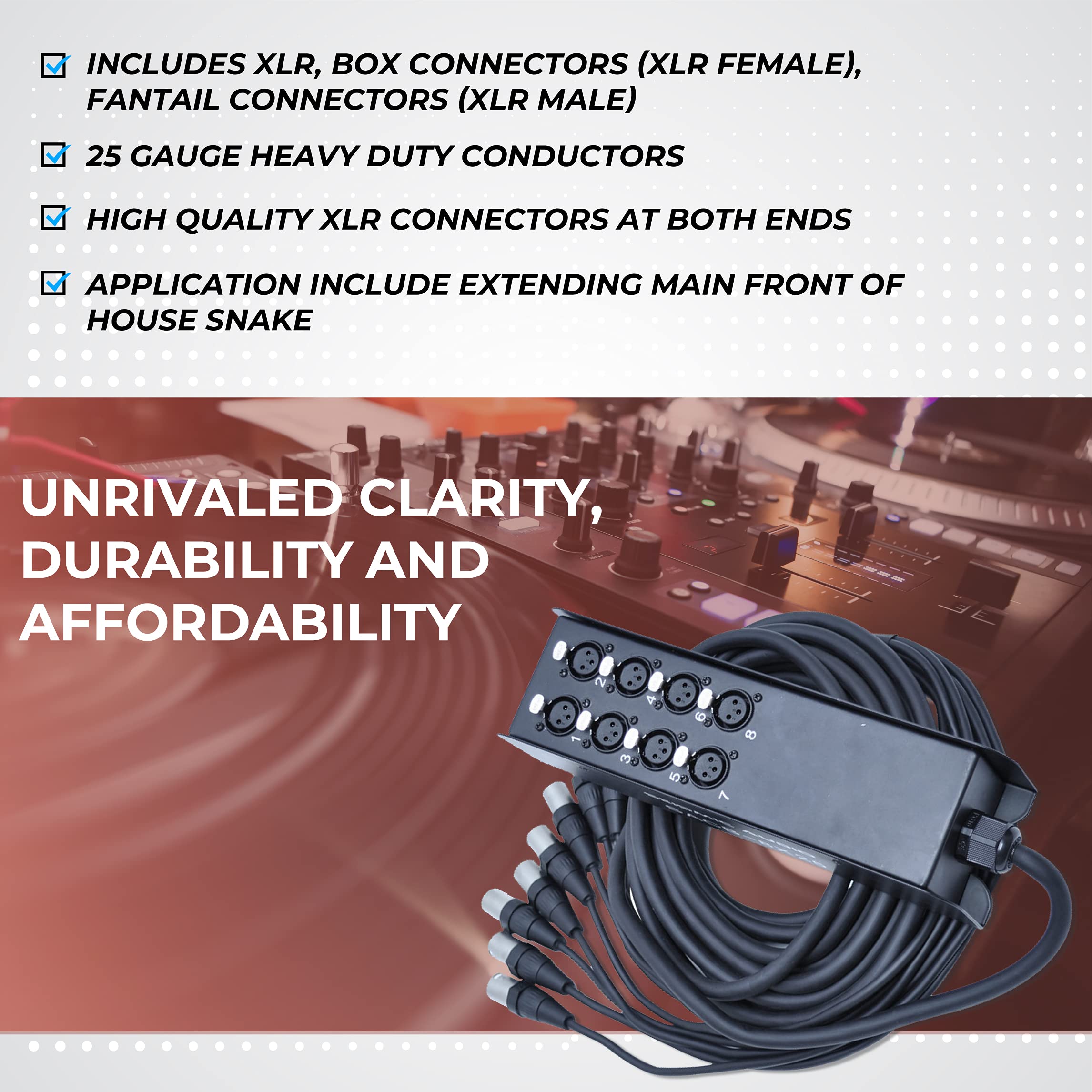 Seismic Audio Speakers 12 Channel Low Profile XLR Send Circuit Board Snake Cable, XLR Splitter Cable, 100 Feet