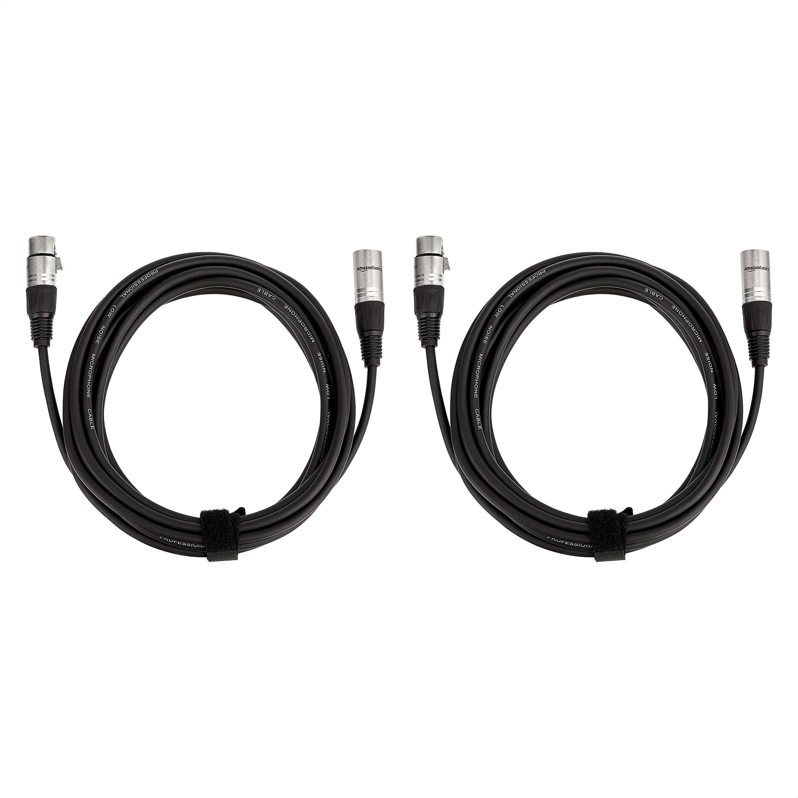 Amazon Basics XLR Male to Female Microphone Cable for Speaker or PA System, Recording Studio, All Copper Conductors, Low Noise Shielding, 6MM PVC Jacket, 6 Foot, Black