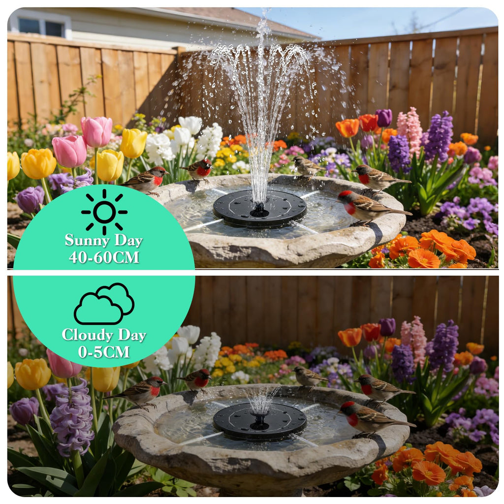 Solar Fountain Water Pump for Bird Bath, New Upgraded Mini Solar Powered Fountain Pump 1.5W Free Standing Solar Panel Kit Water Fountain for Garden, Pond, Pool, and Outdoor