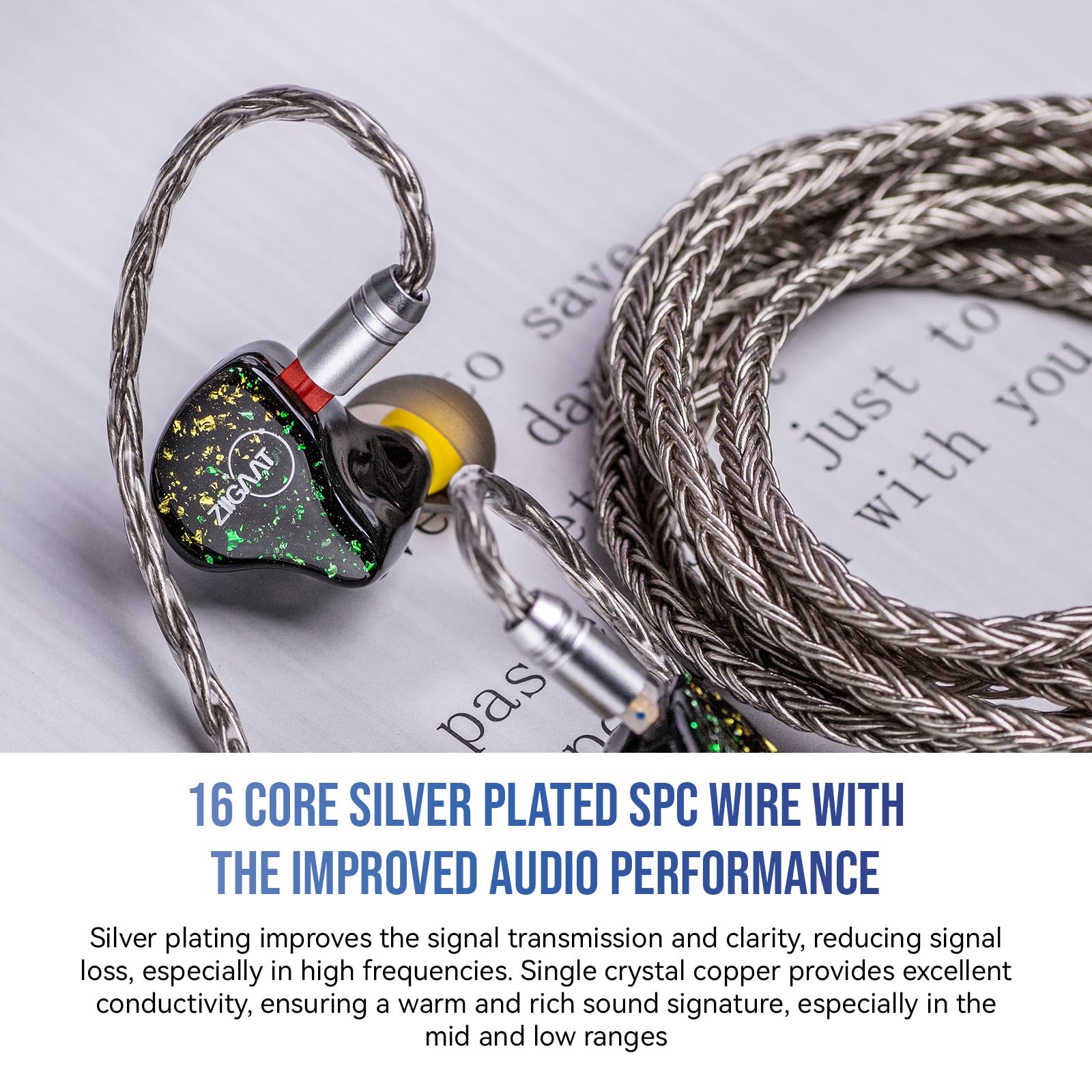 Linsoul Tripowin Zonie IEM Cable, 2m Long Earbud Cord, 16 Core Silver Plated Earphone Cable, in Ear Monitor Wire for Audiophile Musician (2Pin)