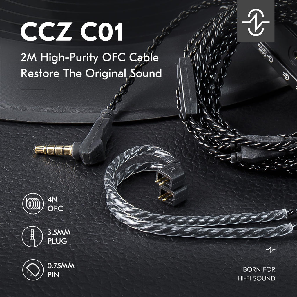 KZ ZS10 PRO Cable 2M IEM Cable in Ear Monitor Cable with 3.5mm Plug for KZ ZS 10 PRO/ZS10 PRO X/EDX PRO/ZAR/Castor/ZSN PRO/ZSN PRO X/ES4/ZSR//ZS10 PRO 2/ZS12 PRO X (3.5mm Without Mic, QDC)