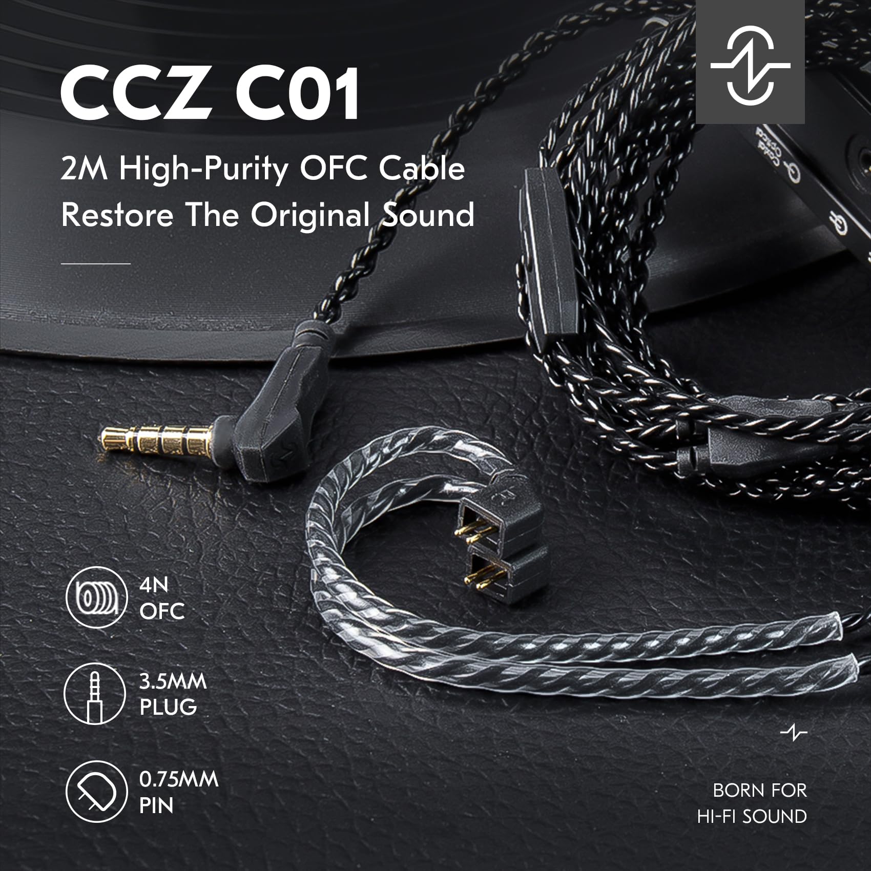 KZ ZS10 PRO Cable 2M IEM Cable in Ear Monitor Cable with 3.5mm Plug for KZ ZS 10 PRO/ZS10 PRO X/EDX PRO/ZAR/Castor/ZSN PRO/ZSN PRO X/ES4/ZSR//ZS10 PRO 2/ZS12 PRO X (3.5mm Without Mic, QDC)