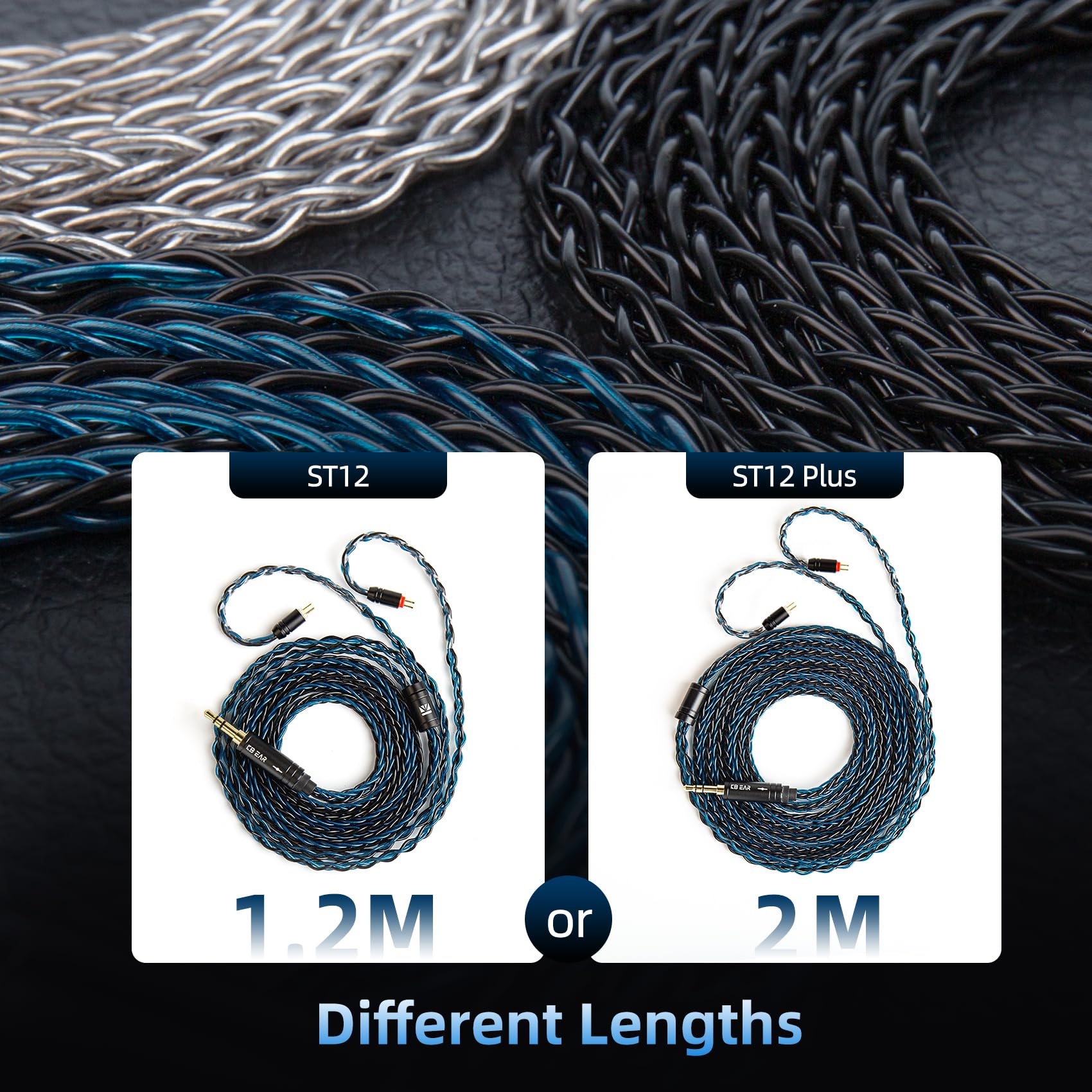 KBEAR ST16 Plus Long IEMs Earphone Cable with QDC-Type Pin for KZ ZSN/ZSN PRO /EDX PRO/ZS10 PRO/ZSN PRO X/ZS12 PRO X/ZSX/ZAS/ZVX/AS16/ZAR/DQS/ASX/D-Fi/Castor/PR2/PR3/ZEX CCA CRA/C12/C10PRO (QDC 3.5MM)