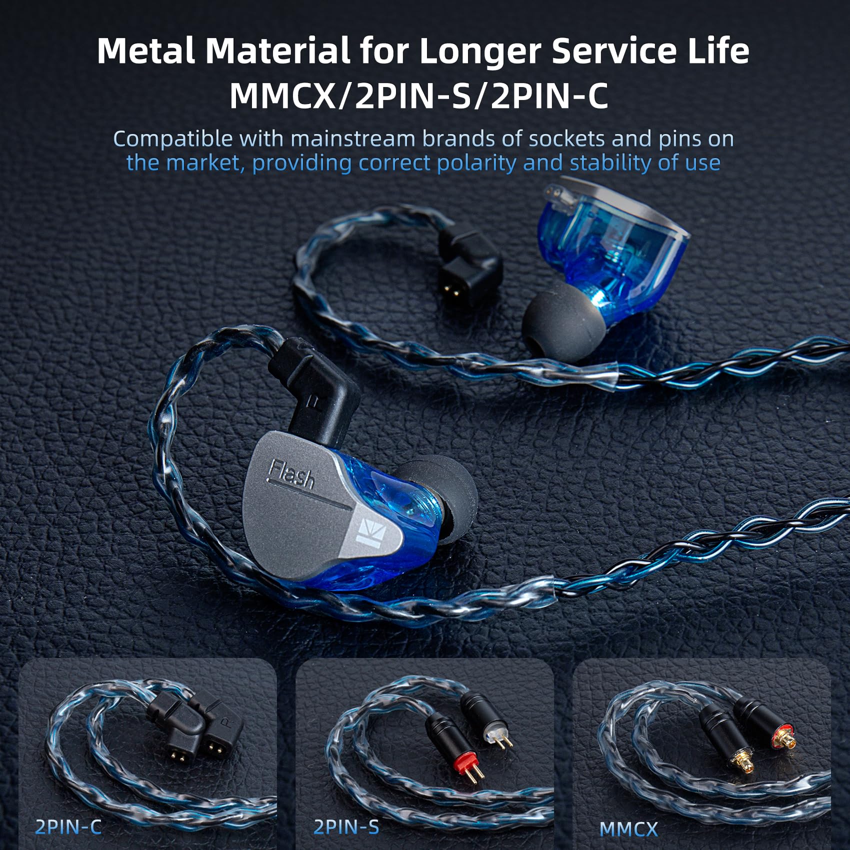 KBEAR ST16 Plus Long IEMs Earphone Cable with QDC-Type Pin for KZ ZSN/ZSN PRO /EDX PRO/ZS10 PRO/ZSN PRO X/ZS12 PRO X/ZSX/ZAS/ZVX/AS16/ZAR/DQS/ASX/D-Fi/Castor/PR2/PR3/ZEX CCA CRA/C12/C10PRO (QDC 3.5MM)