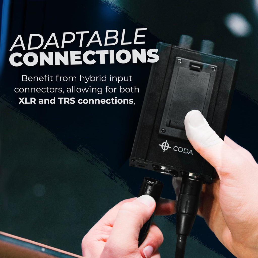 Coda Ultra-Compact Personal in Ear Monitor Amplifier - Double Channel Headphone Amplifier System with XLR & TRS Input - Portable IEM Amp with Mono & Stereo Mix Panning - Sturdy Housing with Belt Clip