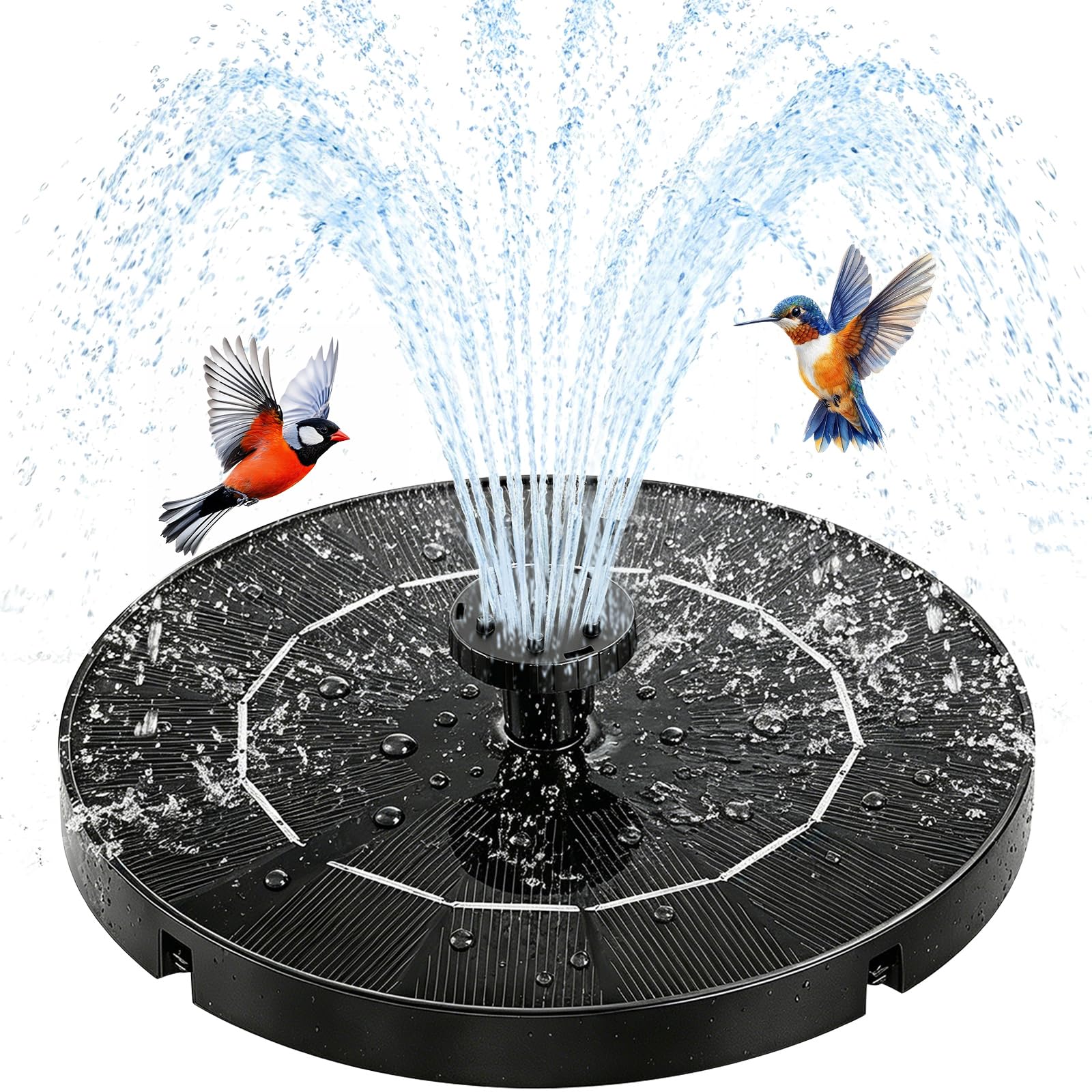 Solar Fountain Water Pump for Bird Bath, New Upgraded Mini Solar Powered Fountain Pump 1.5W Free Standing Solar Panel Kit Water Fountain for Garden, Pond, Pool, and Outdoor