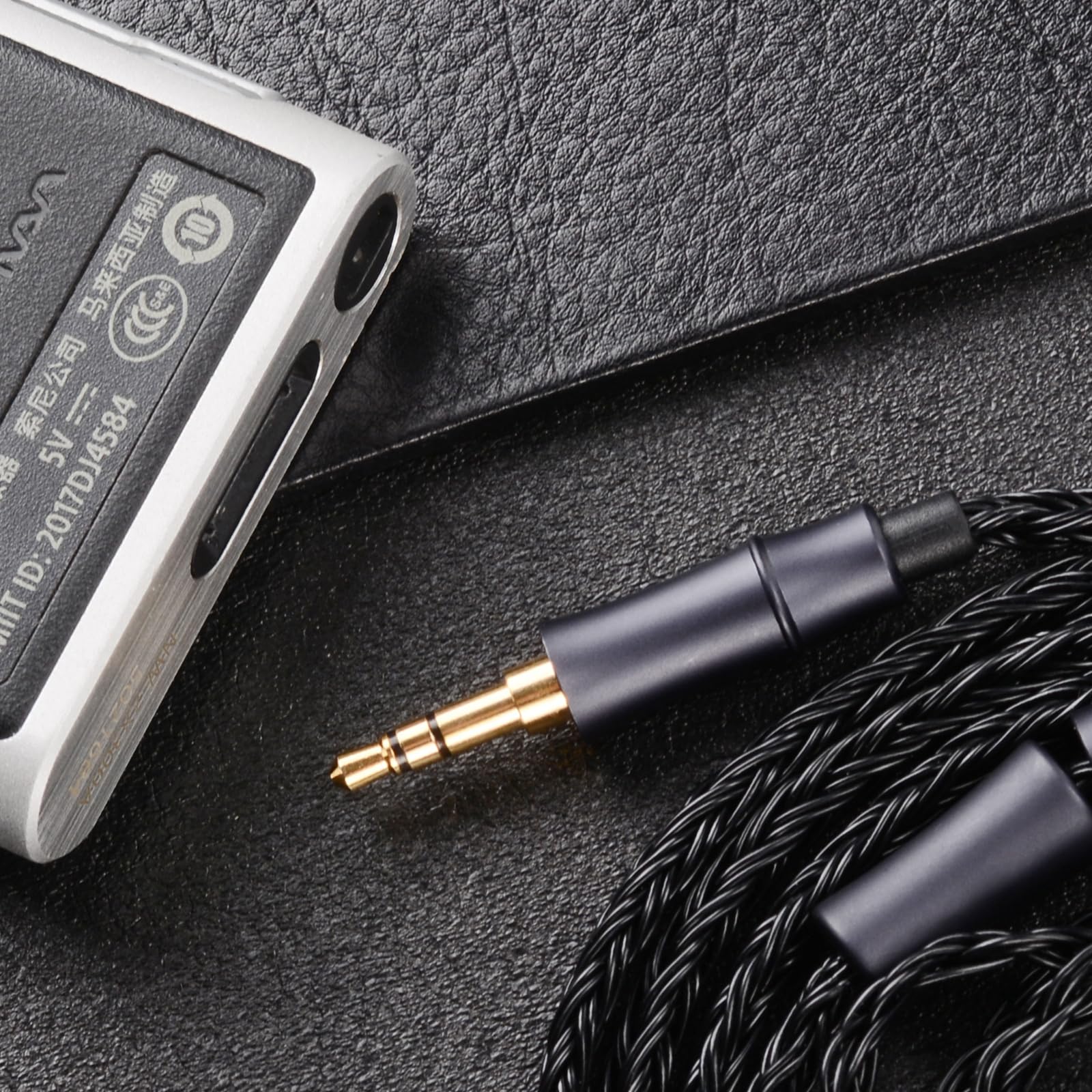 IEM Upgrade Cable, 16 Core Silver Plated Earphone Upgraded Cords, QDC-C Pin 1.5m in Ear Monitor Cable for KZ ZS10 ZSN PRO AS16 CCA CRA C12(Recessed 2pin 3.5mm 4.9ft) Black