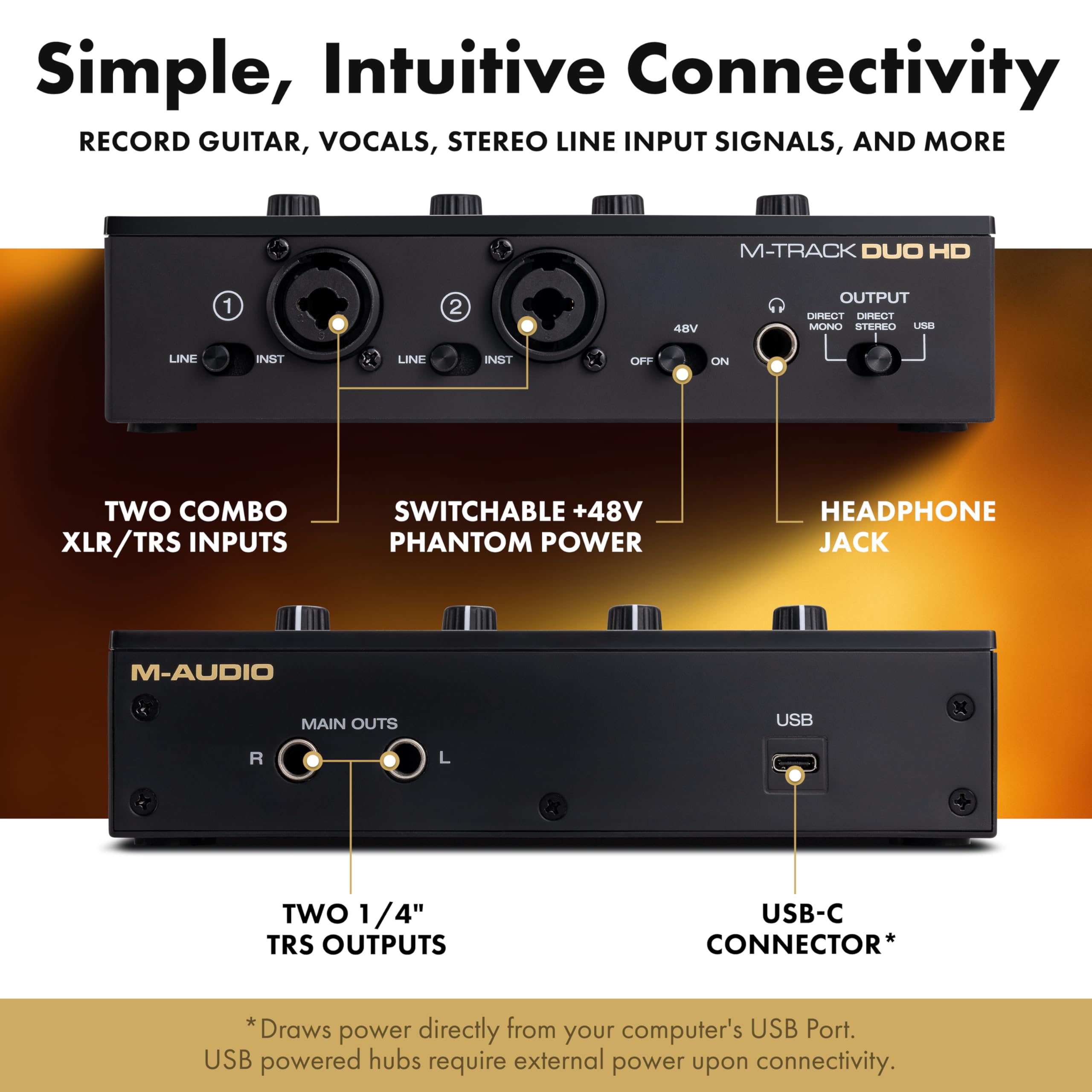 M-AUDIO M-Track Duo USB Audio Interface for Recording, Streaming and Podcasting with Dual XLR, Line and DI Inputs, plus a Software Suite Included