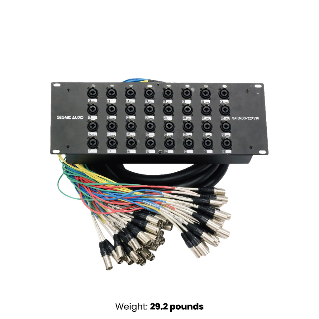Seismic Audio SARMSS-16x515 Rack Mount 16 Channel XLR TRS Combo Splitter Snake Cable - 5' & 15' XLR trunks