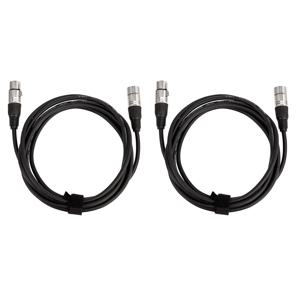 Amazon Basics XLR Male to Female Microphone Cable for Speaker or PA System, Recording Studio, All Copper Conductors, Low Noise Shielding, 6MM PVC Jacket, 6 Foot, Black