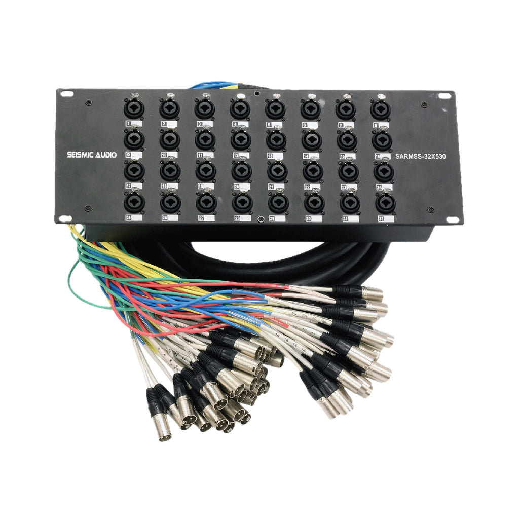 Seismic Audio SARMSS-16x515 Rack Mount 16 Channel XLR TRS Combo Splitter Snake Cable - 5' & 15' XLR trunks