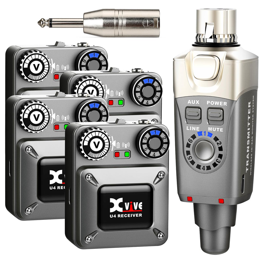 Xvive U4 Wireless in-Ear Monitor System Professional IEM System Transmitter and Beltpack Receiver for Studio, Band Rehearsal,Live Performance (U4)