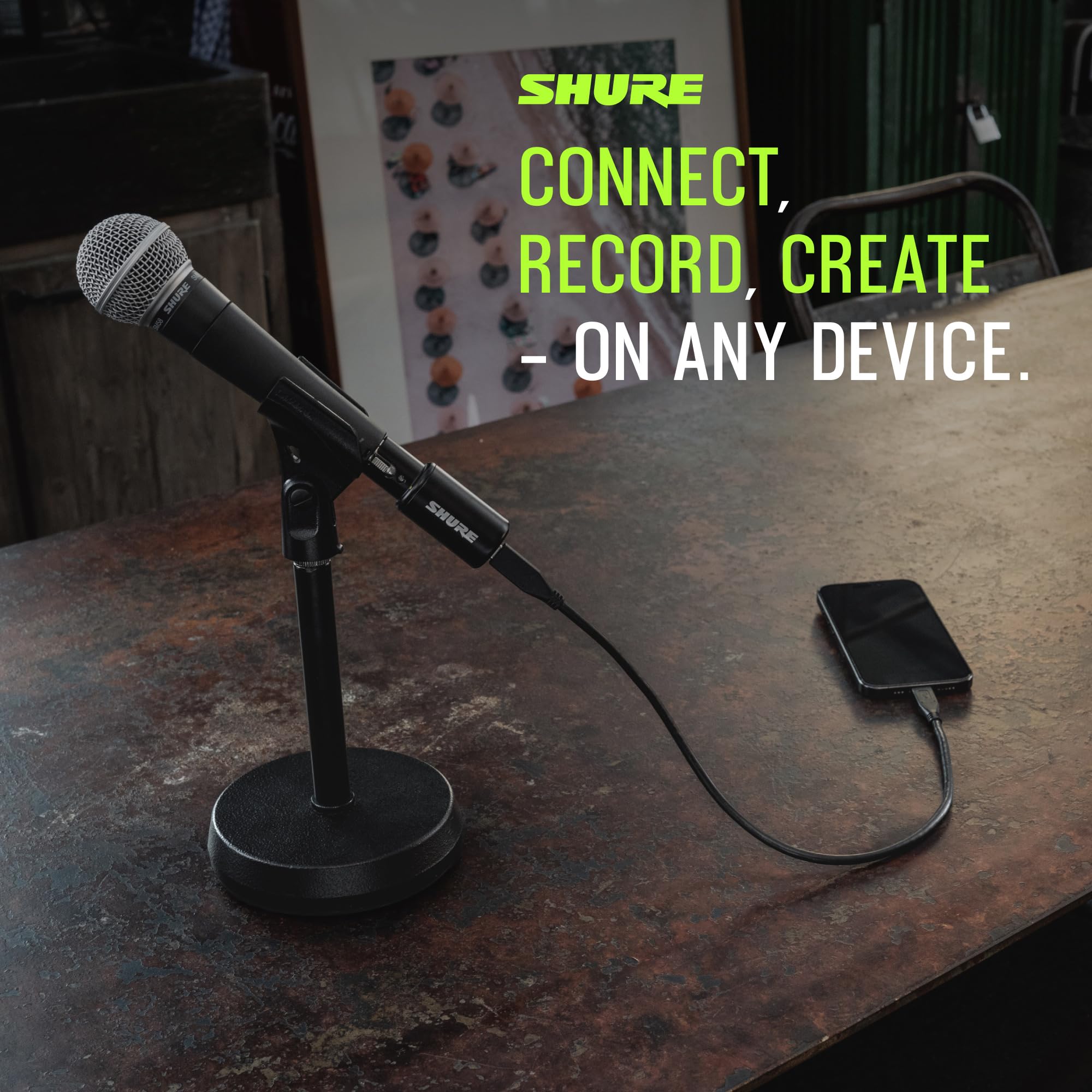 Shure MVX2U Gen 2 XLR-to-USB-C Digital Audio Interface, Apple MFi Certified, Portable Setup for Audio Processing, Noise-Free Recording Between XLR and USB-C Devices