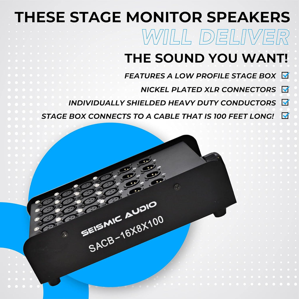 Seismic Audio Altavoces de 16 canales de bajo perfil XLR Enviar placa de circuito Cable de serpiente, cable divisor XLR, 100 pies