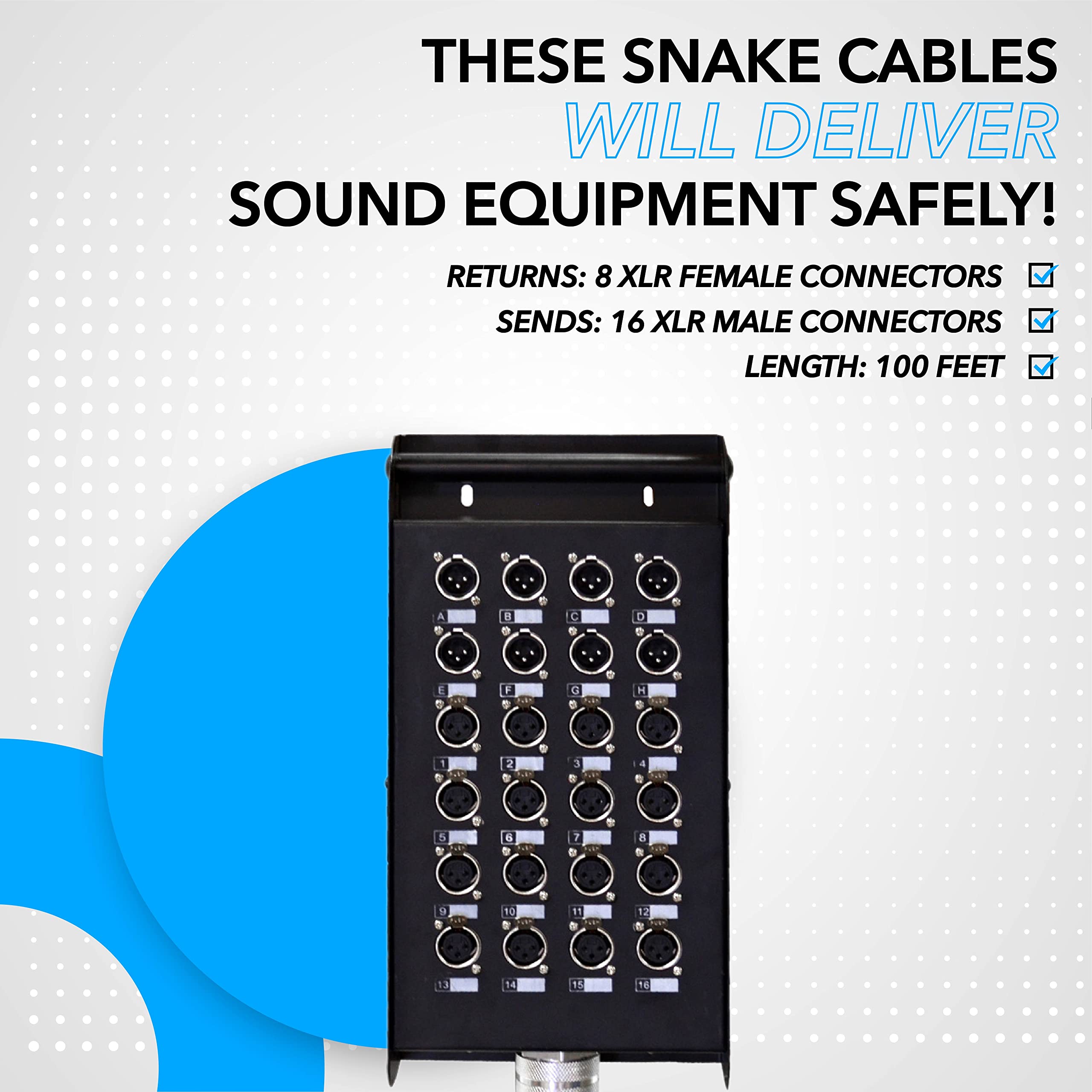 Seismic Audio Speakers 12 Channel Low Profile XLR Send Circuit Board Snake Cable, XLR Splitter Cable, 100 Feet