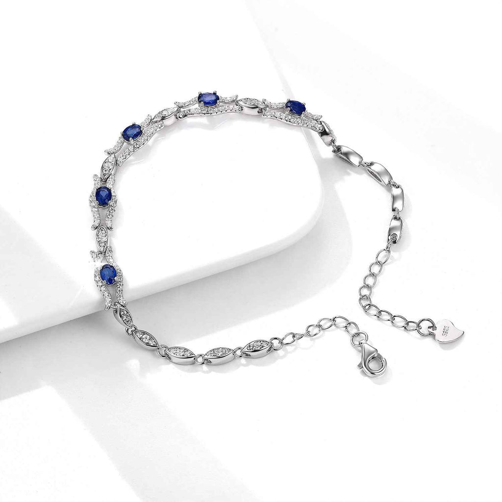 Natural Sapphire Bracelet Women's S925 Silver Set Gem Jewelry Premium Original Design Jewelry