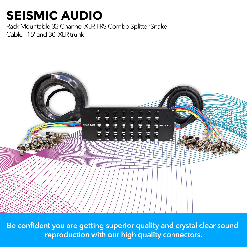 Seismic Audio SARMSS-16x515 Rack Mount 16 Channel XLR TRS Combo Splitter Snake Cable - 5' & 15' XLR trunks
