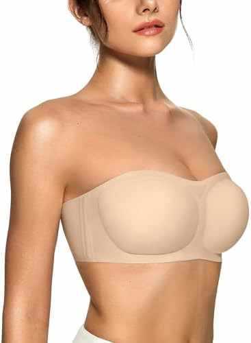 Womens Strapless Push-up Bandeau Bra