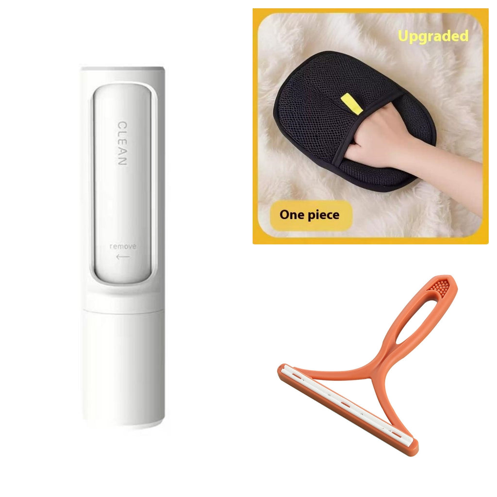 2-1 Reusable Pet Hair Remover Brush Lint Roller Portable Effective Self Cleaning Tool for Cat Dog Fur Hair Dust Removal Brush