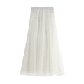 New Autumn And Winter High Waist Mid-length Tulle Skirt Pleated Skirt