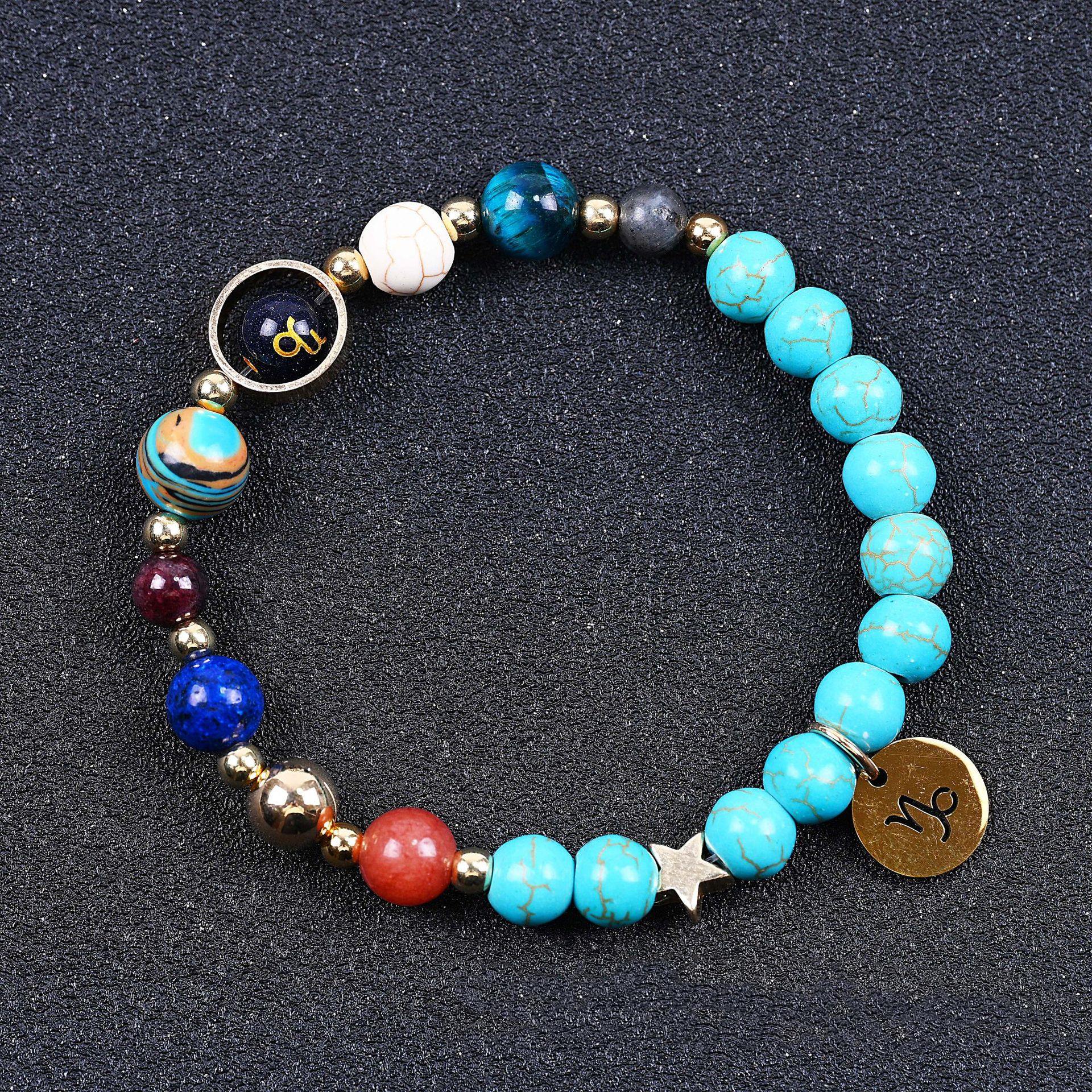 Twelve Constellation Constellation Blue San Bracelet 8mm Turquoise Beaded